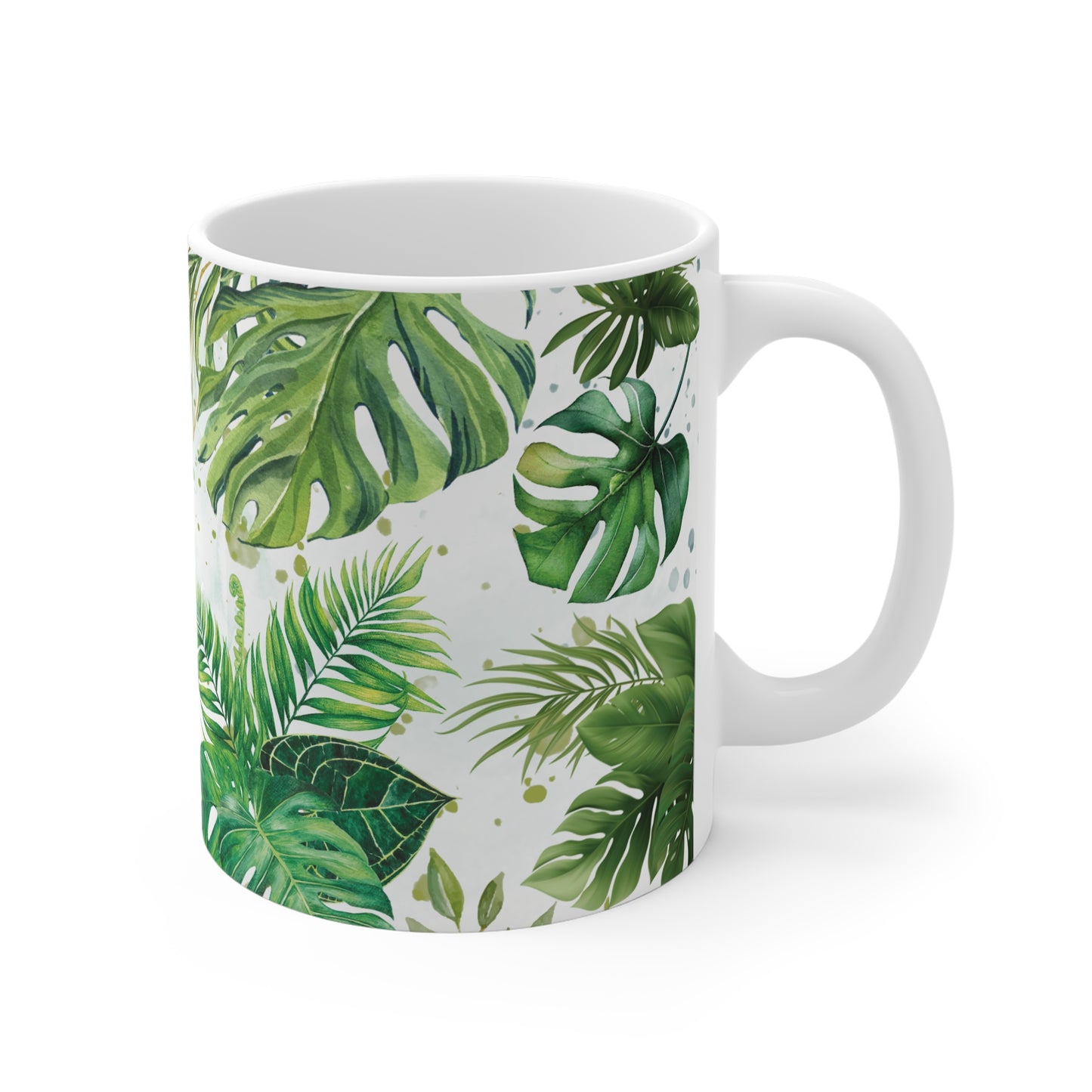 Tropical Greenery Ceramic Mug, 11oz