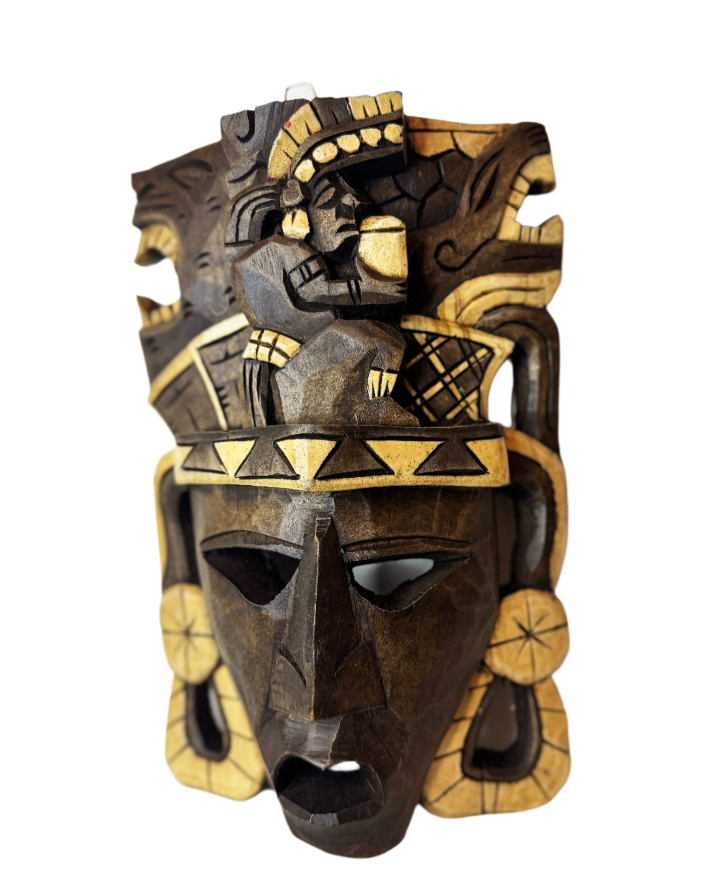 Large Hand-Carved Mexican Wooden Mask