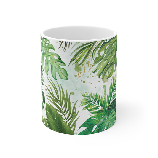Tropical Greenery Ceramic Mug, 11oz